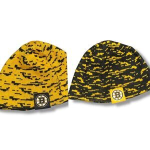 Boston Bruins New Era NHL Beanie Hat Cap Skull Knit Reversible Hockey OS Black